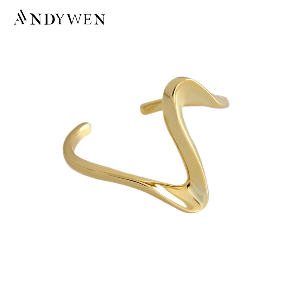 

ANDYWEN 925 Sterling Silver Twist Resizable Ring Gold Rock Punk Wedding Gift 2021 Adjustable Fashion Fine Jewelry Slim Jewels