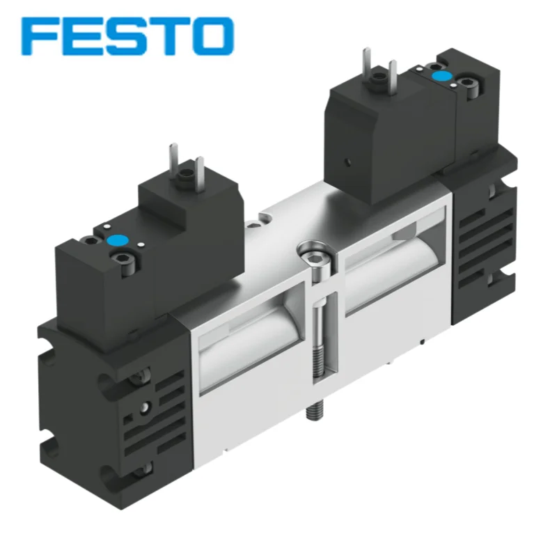 Фото Электромагнитный клапан FESTO, оригинальный, 547096-VSVA-B-D52-H-A1-1AC1, высокопроизводительный, 5/2-ходовой, бистабильный, с преобладающим действием. №2