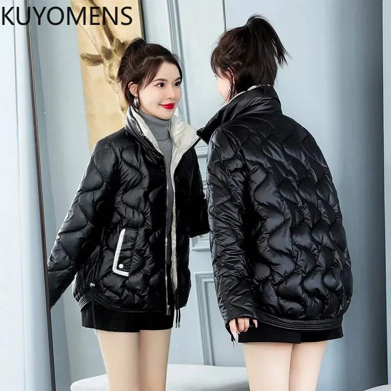 

New Glossy Winter Jacket Parkas Women Down Cotton Jacket Warm Casual Windproof Parka Student Coat Outerwear Women Clothes