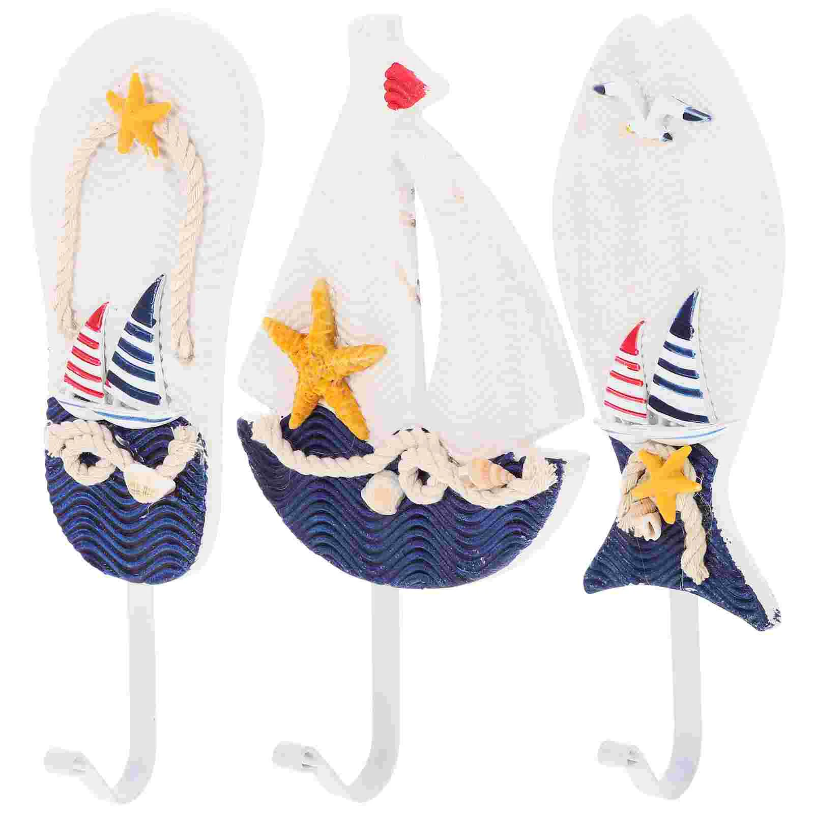 

3pcs Decorative Wall Hook Mediterranean Style Wall Hook Towel Wall Hooks