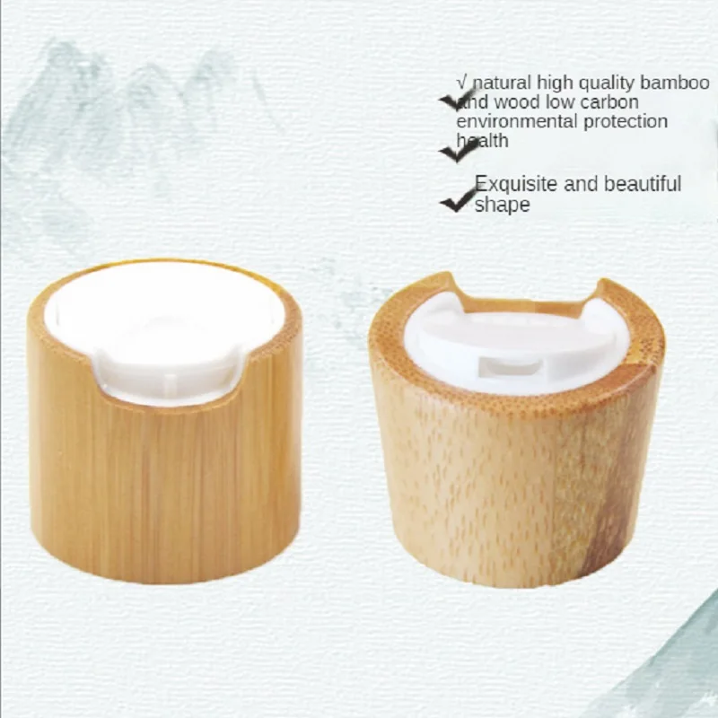 15pcs/Lot Natural Bamboo Disc Top Cap&Screw Lids with Plastic Plug For 18/20/24MM Neck Size Glass Plastic Cosmetic Toner Bottles
