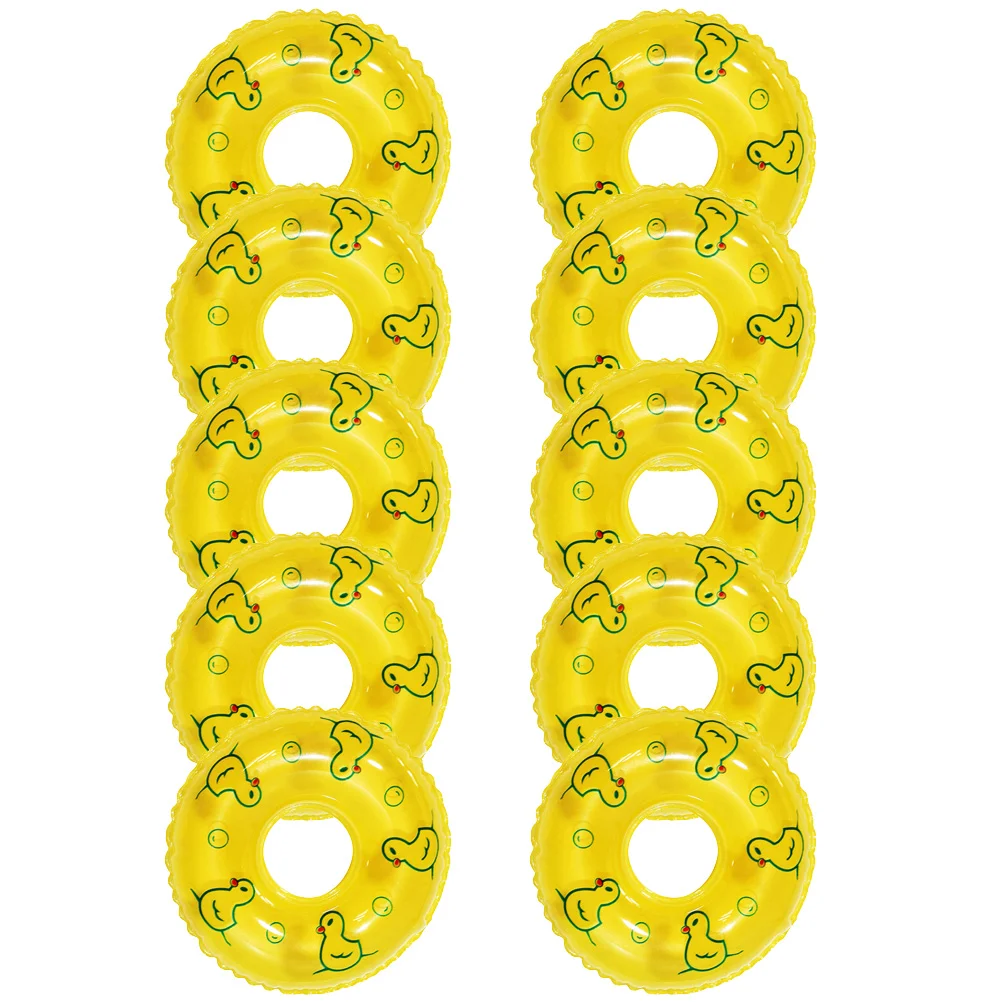 

10 Pcs Miniatures Duckling Swimming Tiny Rings Props Photo House Pvc Ornaments Child Inflatable toys