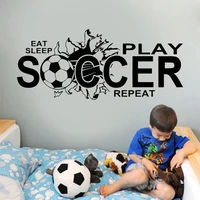 eat sleep play soccer wall sticker vinyl home kids boy teenager bedroom decor football sport decal removable transfer mural g011