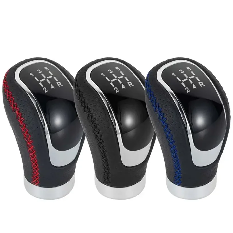 Фото Универсальная ручка переключения передач 5/6 скоростей, модифицированный рычаг переключения, кожаная рукоятка, автомобильные аксессуары для всех моделей автомобилей с механической коробкой передач. №1