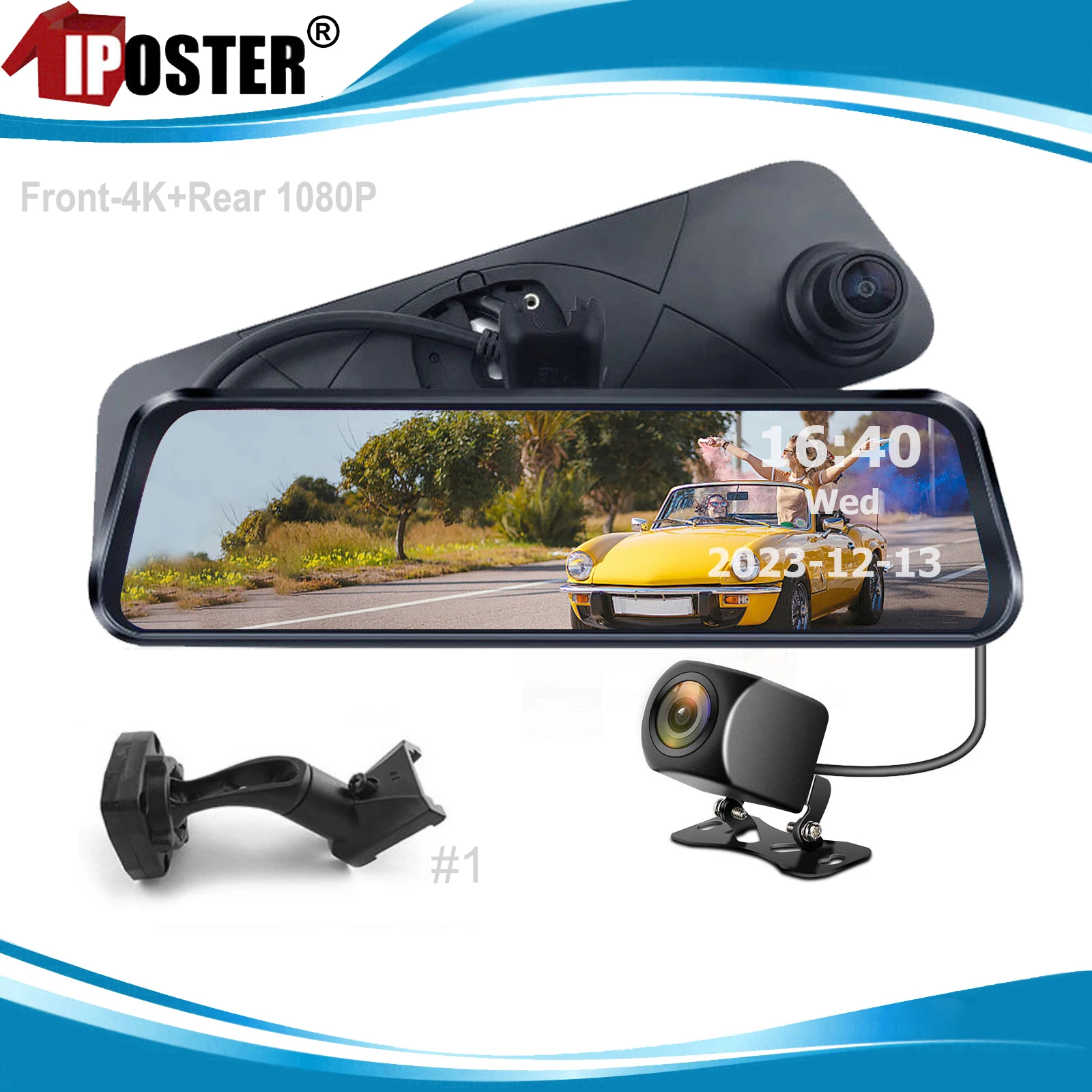 

Видеорегистратор iPoster 9.6" 4K с передней камерой и задней камерой 1080P в зеркале заднего вида с кронштейном No1 для Ford Falcon AU BA BF FG FGX