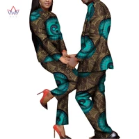 2022 autumn african couple full sleeve clothes 4 pcs lovers couples clothing print dashiki bazin riche plus size clothing wyq552