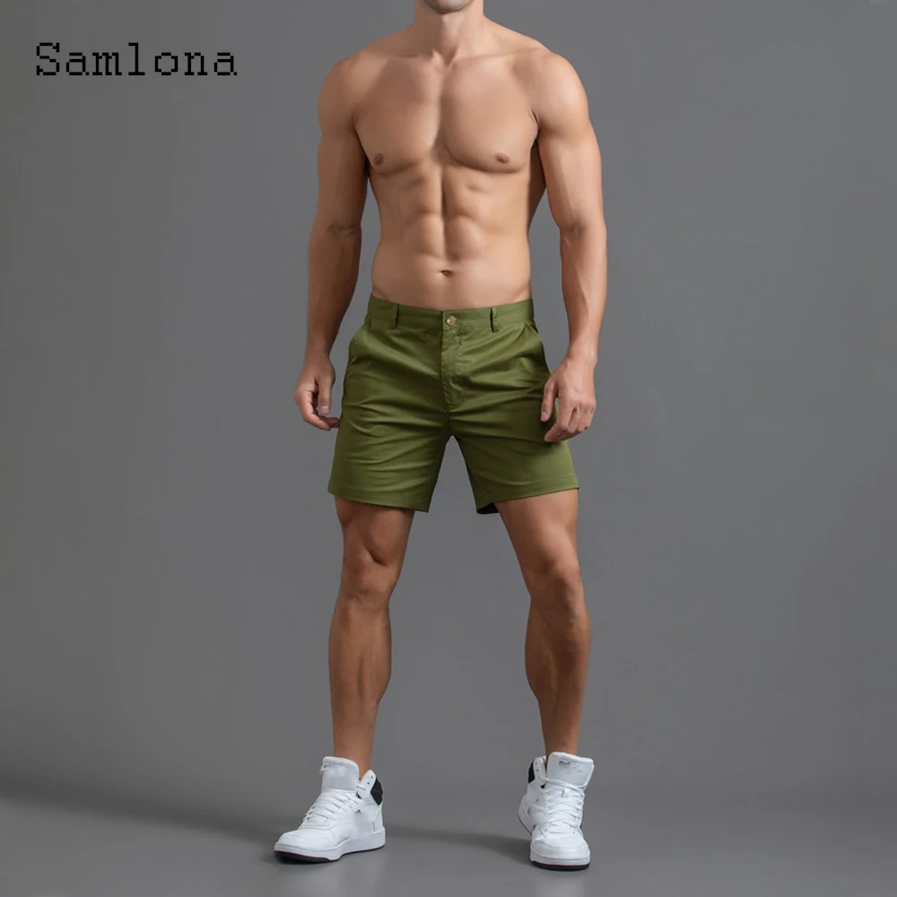 Samlona Plus Size Mens Leisure Hot Pants Fashion Shorts Men Straight Casual Trend 2022 New Summer All-match Classic Short Bottom
