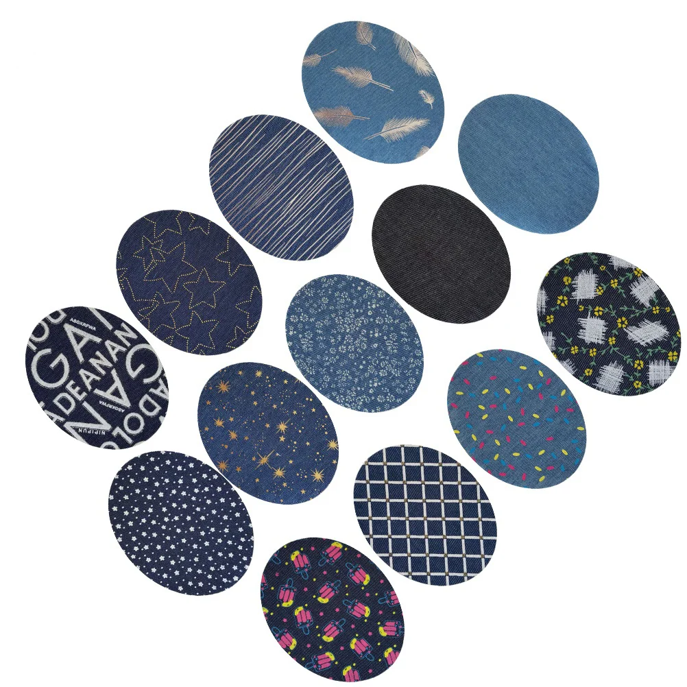 

Patches Denim Jeans Patch Iron Clothing Jean Sew Sewing Applique Embroidery Decorative Repairing Clothes Repair Oval Appliques