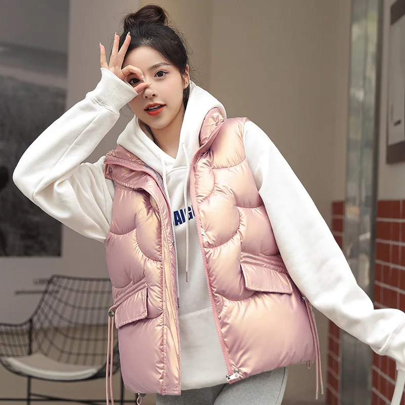 Bright face washless women's autumn and winter 2022 new cotton clothes Korean version thickened cotton vest loose women's wear enlarge
