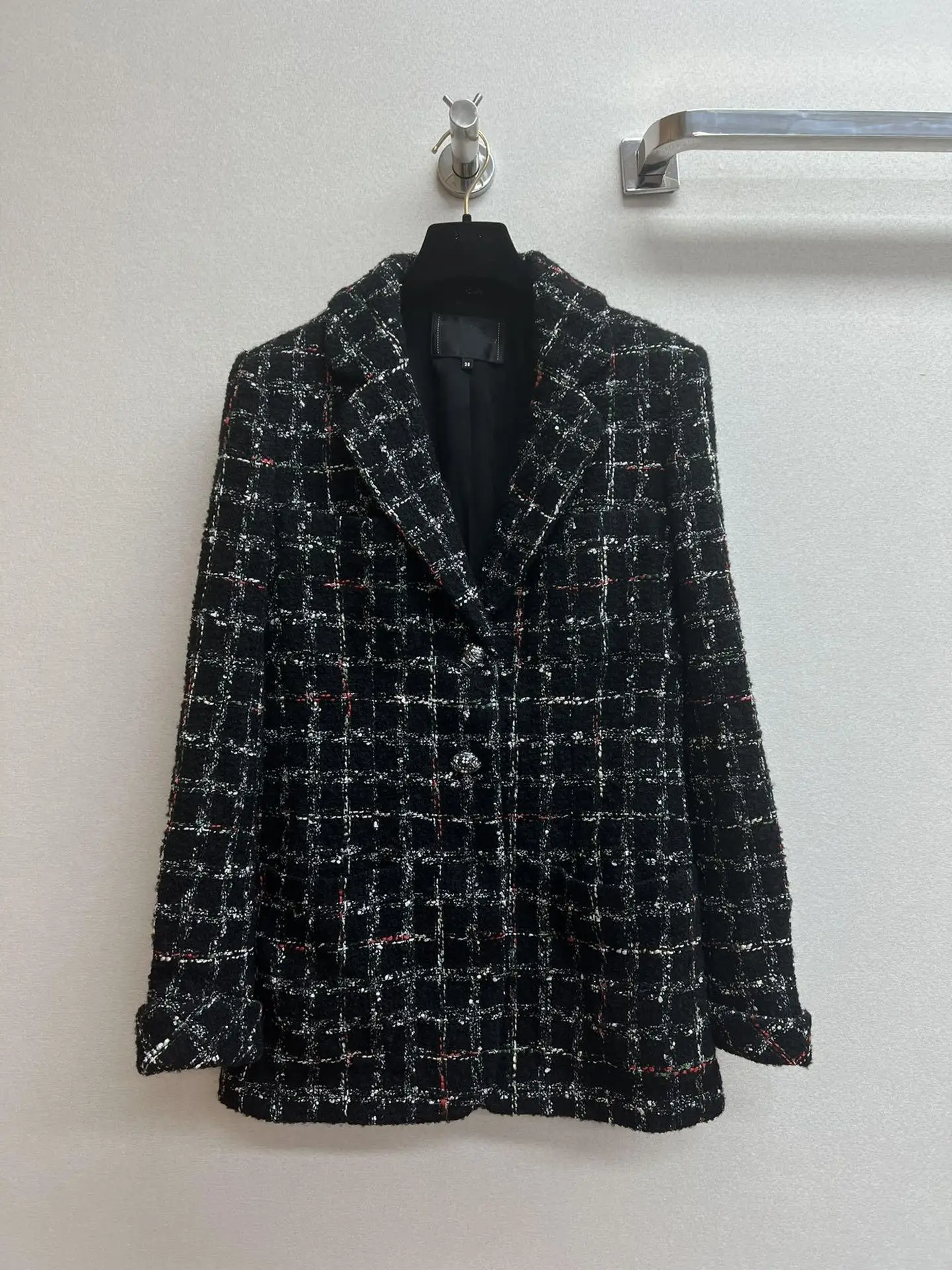 

Женское шерстяное твидовое пальто в клетку, элегантные женские куртки, C030, Осень-зима 2022