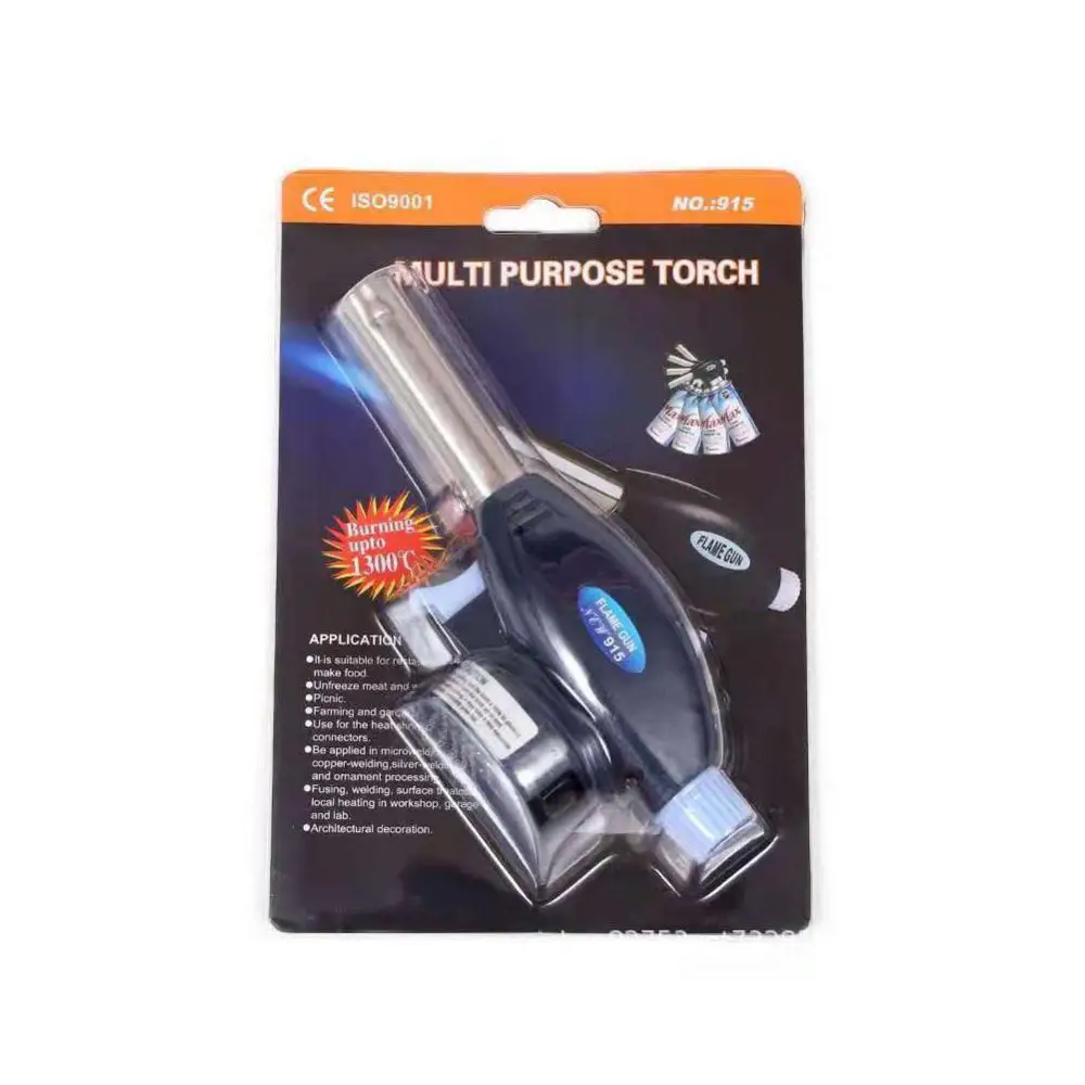 

915 Card Flame Gun BBQ Cooking Welding Torch Flamethrower Outdoor Camping Picnic Hiking Lighter Butane Gas Spray Gun Head BBQ