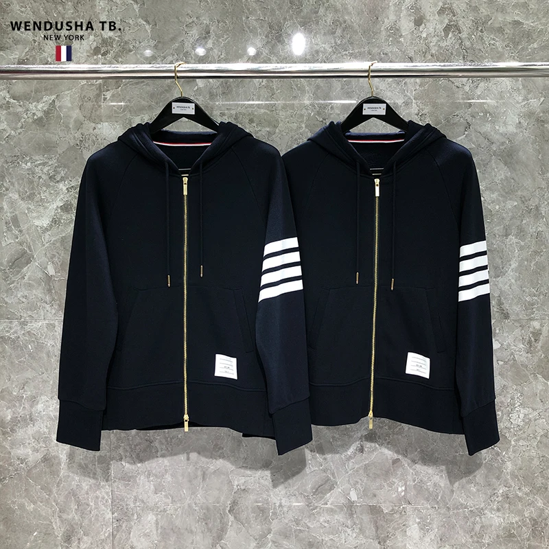 

TB Sweater for Men and Women Lovers Japanese and Korean Trendy Cardigan Coat Hoodie Top Stars Same Sports Yarn Dyed Four Bars