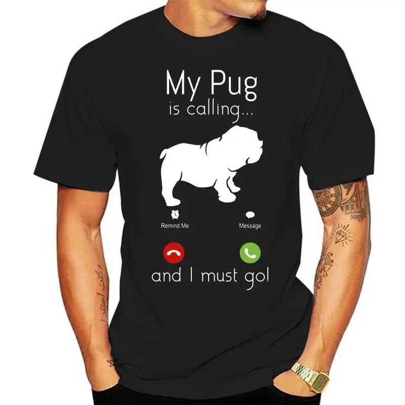 

Мужская футболка с надписью «My Pug Is call I Must Go», летняя хлопковая Футболка оверсайз с круглым вырезом и короткими рукавами, брендовая одежда на...