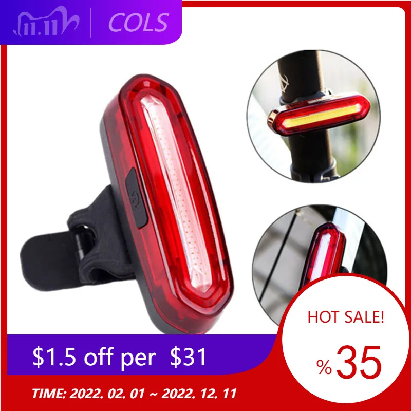 Bike Bicycle Lamp Rechargeable LED USB COB Mountain Bike Tail Light Taillight MTB Safety Warning Bicycle Rear Light 2022