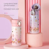flower insulation water cup 304 stainless steel girl heart student water cup portable bomb cover office tea cup