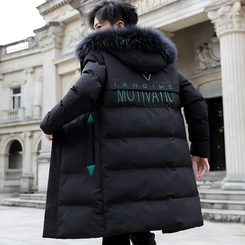 Cotton Coat Men's Mid-length Down Cotton Thick Coat Trend New Winter Korean Clothes Winter Cotton Clothes