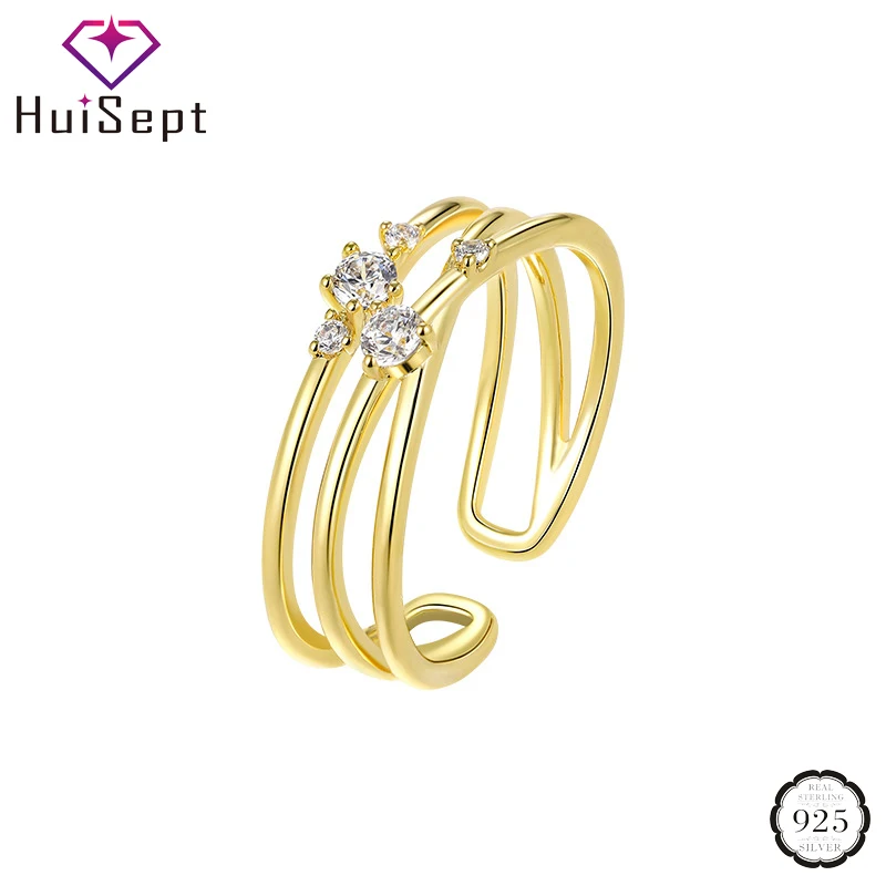 

HuiSept Luxury Silver 925 Jewelry Ring with Zircon Gemstone Open Finger Rings for Women Wedding Promise Party Gift Accessories