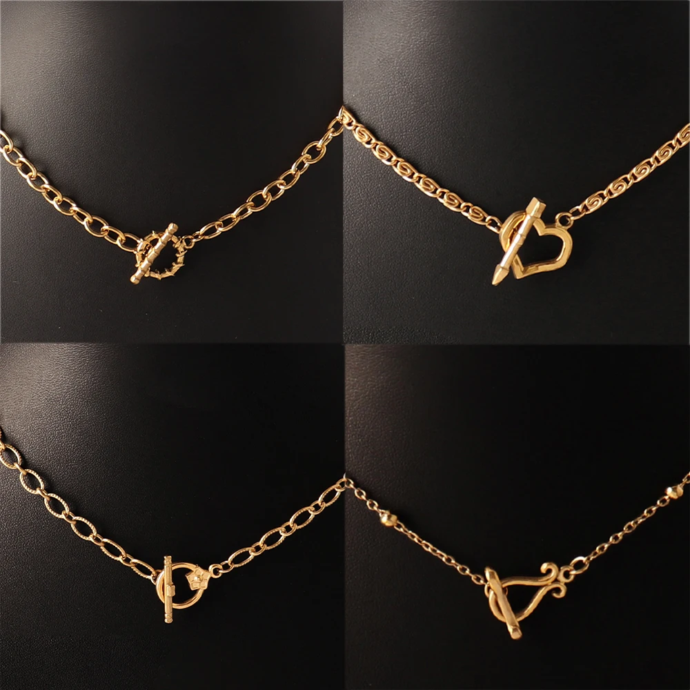 

Stainless Steel Necklace OT Buckle Choker Hip Hop Thick Chain For Women Men Bead Chain Necklace Chunky Choker Jewelry Gift