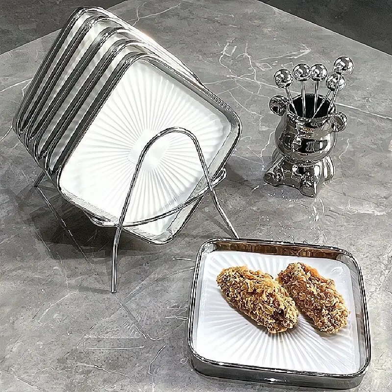 Light Luxury Ceramic Bone Dish Household Dining Table Garbage Spit Bones Plate Dish Plate Tableware Dim Sum PlateHigh-GradeSense