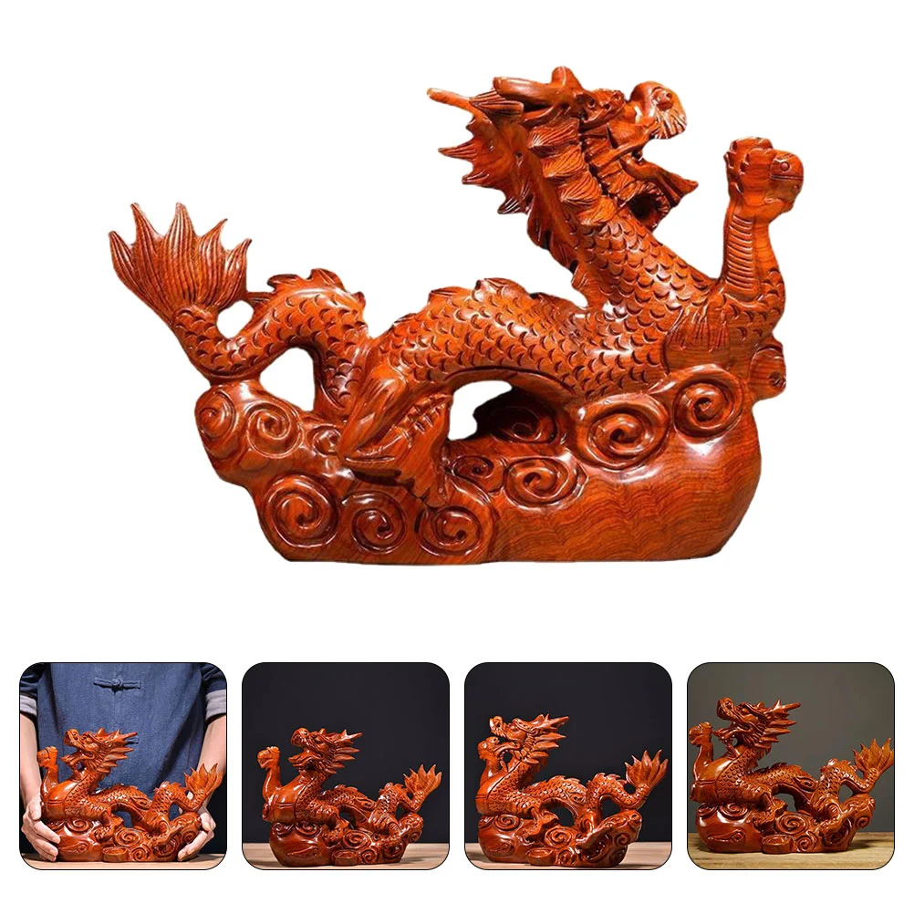 

Wood Crafts Office Animal Ornaments Dragon Miniature Figurine Wooden Shape Adornment