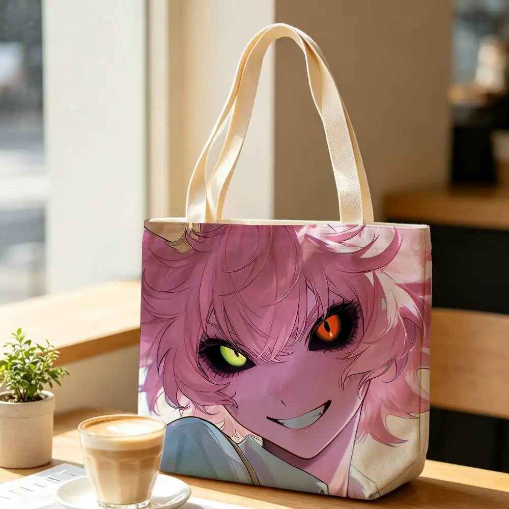 Фото Сумка-тоут M-Mina Ashido My Hero Academia из хлопка и полиэстера с молнией, большая вместимость, на плечо №5