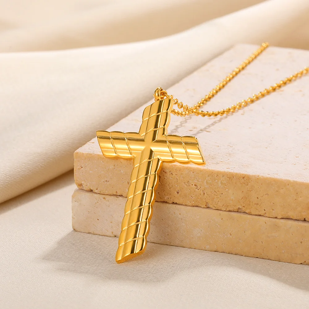

Special Cross Necklace For Women Stainless Steel Chain Jesus Pendant Collier Christian Charm Choker Punk Jewelry Free Shipping