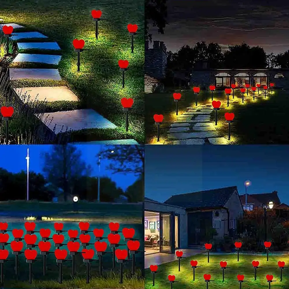 

Solar Garden Lawn Light Heart-shaped Waterproof Romantic Lighting Outdoor Ground Passage Landscape Decor Plug-in Courtyard X9C9