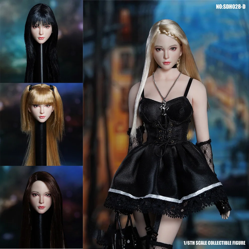 

SDH028 1/6 Female Asian Long Hair Head Sculpt Carved Model with Cute Exquisite Implant Hair Fit 12'' Pale Skin Action Figure