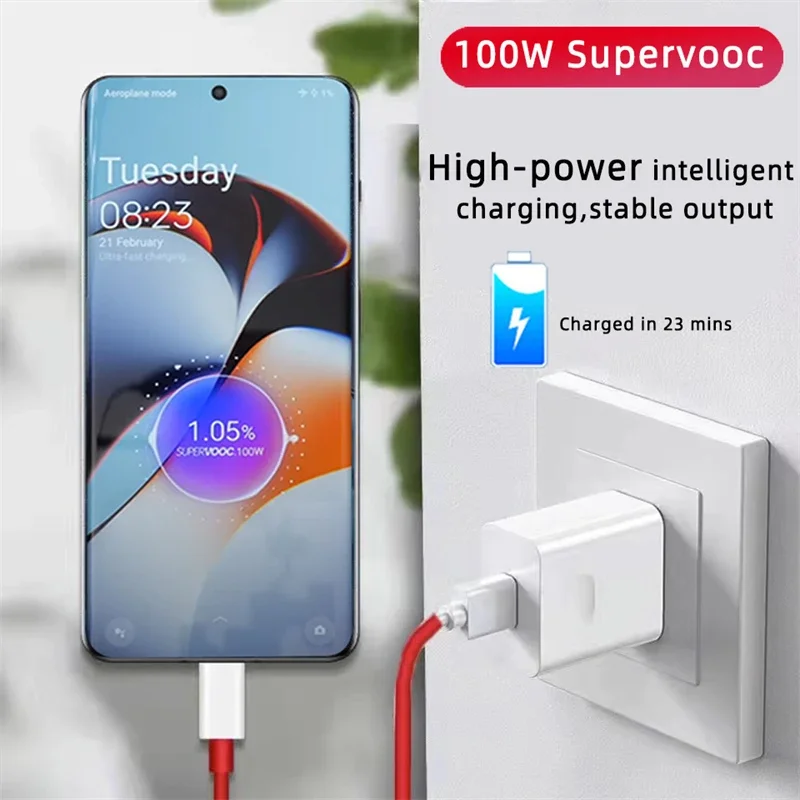 Фото Оригинальное зарядное устройство OnePlus, 100 Вт, адаптер для быстрой зарядки SuperVOOC, USB-кабель типа C для Oneplus 13r 12 12r 11 10 13 Pro №5