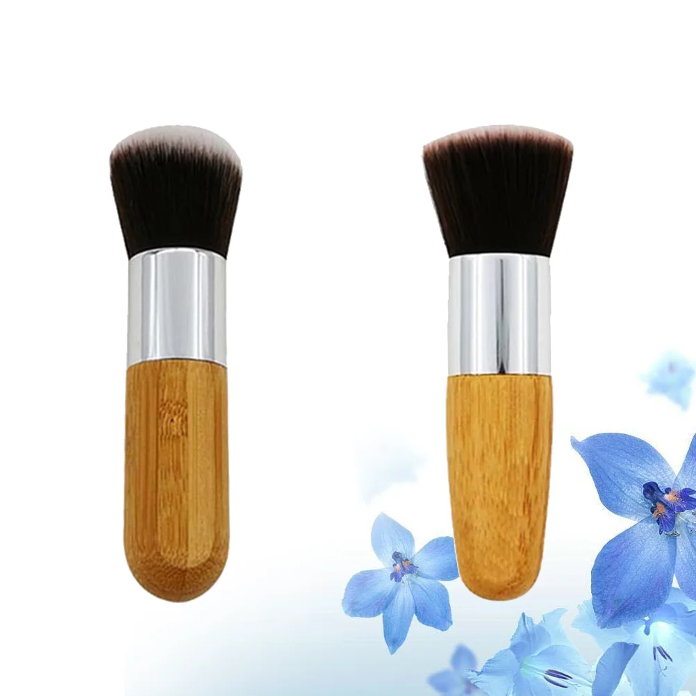 

Brushes Brush Kit Makeupfoundationsetkabuki Blush Make Power Mineral Flat Professional Multifunction Travel Handle Wooden