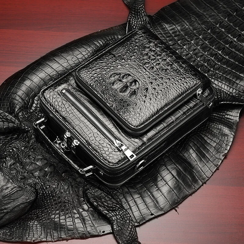 Men's Single Shoulder Bag Light Luxury100%  Crocodile Leather Men's Bag Single Shoulder Satchel Handbag Business Briefcase