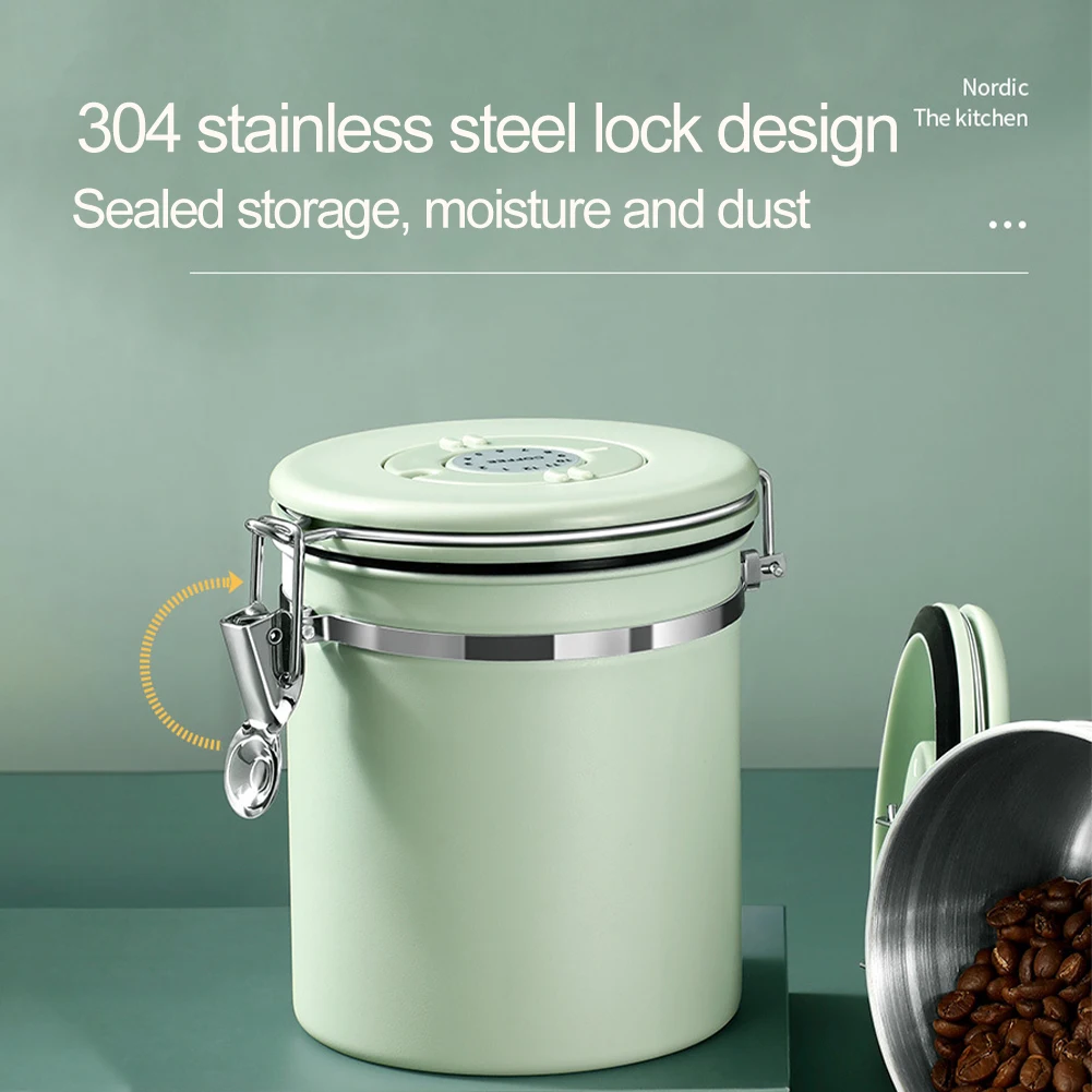 

Sealing Storage Canister Jar Grains Sugar Airtight Tea Date Dial Home With Co2 Valve Moistureproof Preserving Stainless Steel