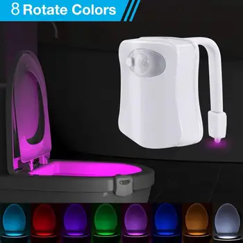 Smart PIR Motion Sensor Toilet Seat Night Light Waterproof 8 Colors Night Lamp For Toilet Bowl LED Luminaria Lamp Toilet Ligh 4