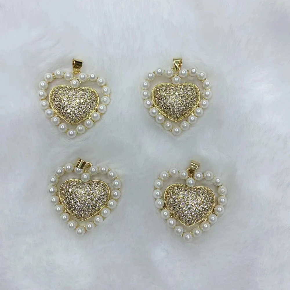 

5PCS, White Pearl Shell Love Heart Pendant Charms for Jewelry Making Women Trendy Drop Earrings Necklaces DIY Crafts Supplies