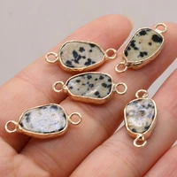 natural stone damation jasper oval gold plated connector pendant for jewelry making diy necklace earring accessories charms gift