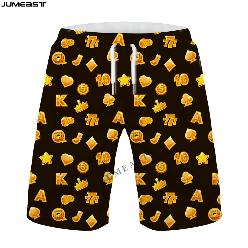 

Jumeast Y2k Men Women 3D Printed Poker Cards Hip Hop Board Shorts Trunks Quick Dry Beach Casual Sweatpants Short Pants