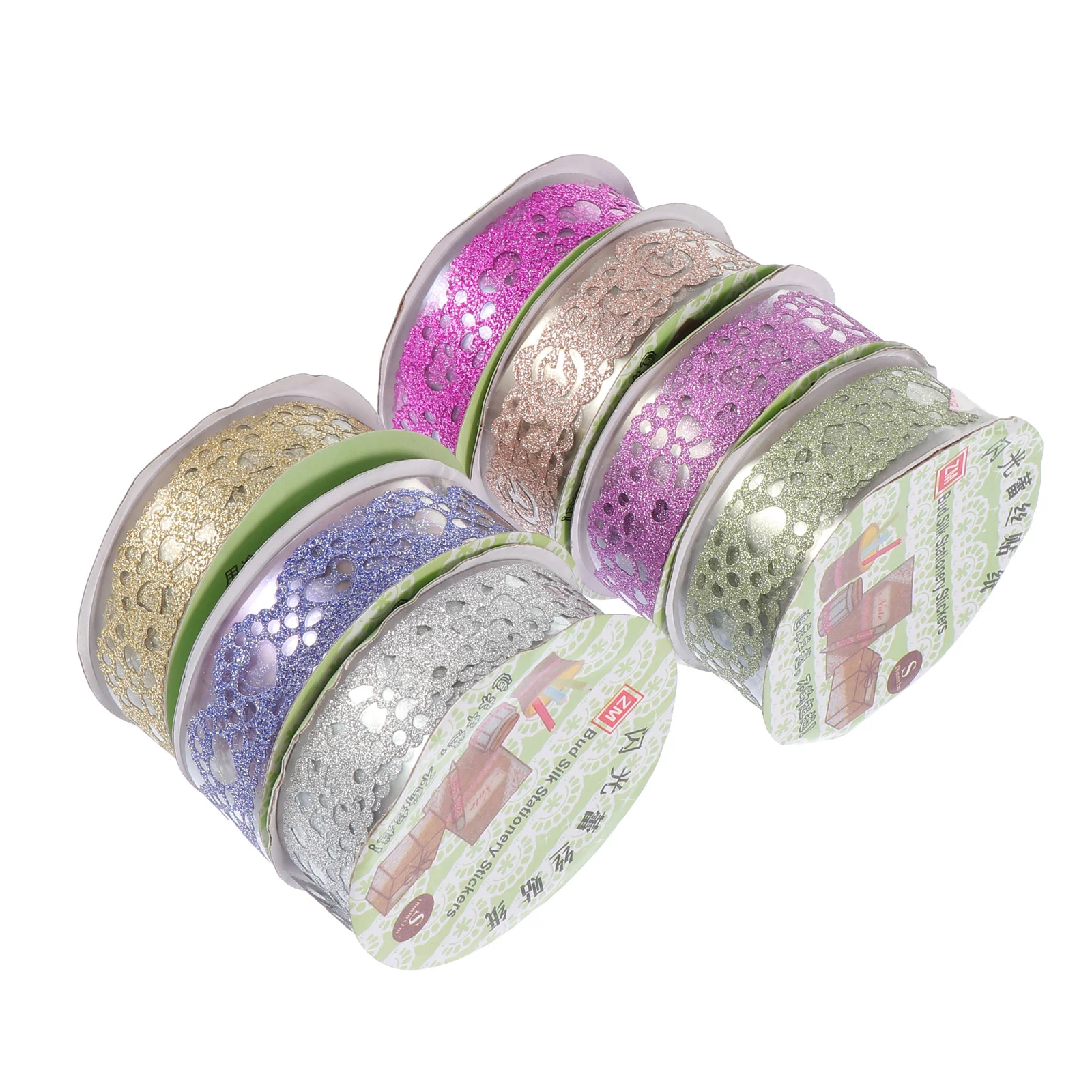 

7 Rolls Hollow Lace Tapes Wrapping Washi Glitter Decorative Crafting Photo Album Gift Stickers Trim Ribbon