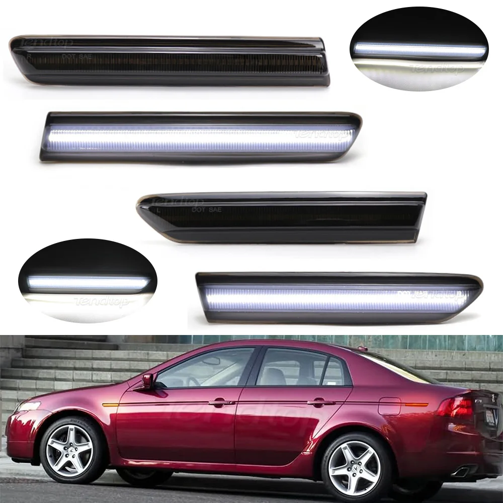 Full LED Amber Red Flashing Tail Turn Signal Light Rear Taillamp Kit For 2004 2005 2006 2007 2008 Acura TL Side Marker Lights