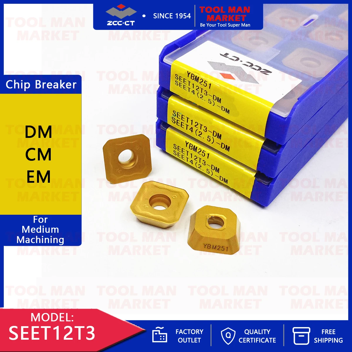 

ZCCCT SEET12T3 DM CM EM Medium Machining Milling Insert Machine Carbide Turning Tools CNC Cutter TOOL MAN SEET Blades