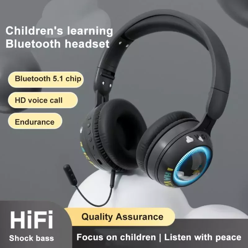 

KE-21 Flash Light Wireless Headphone with Mic Control LED Kid Girl Stereo Music Helmet Bluetooth Headset support TF card