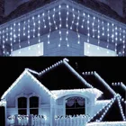 Рождественские украшения для дома, уличная светодиодная гирлянда-занавес в виде сосулек, уличная Гирлянда для дома, зима 220 В, 5 м, свисающая на 0,4-0,6 м