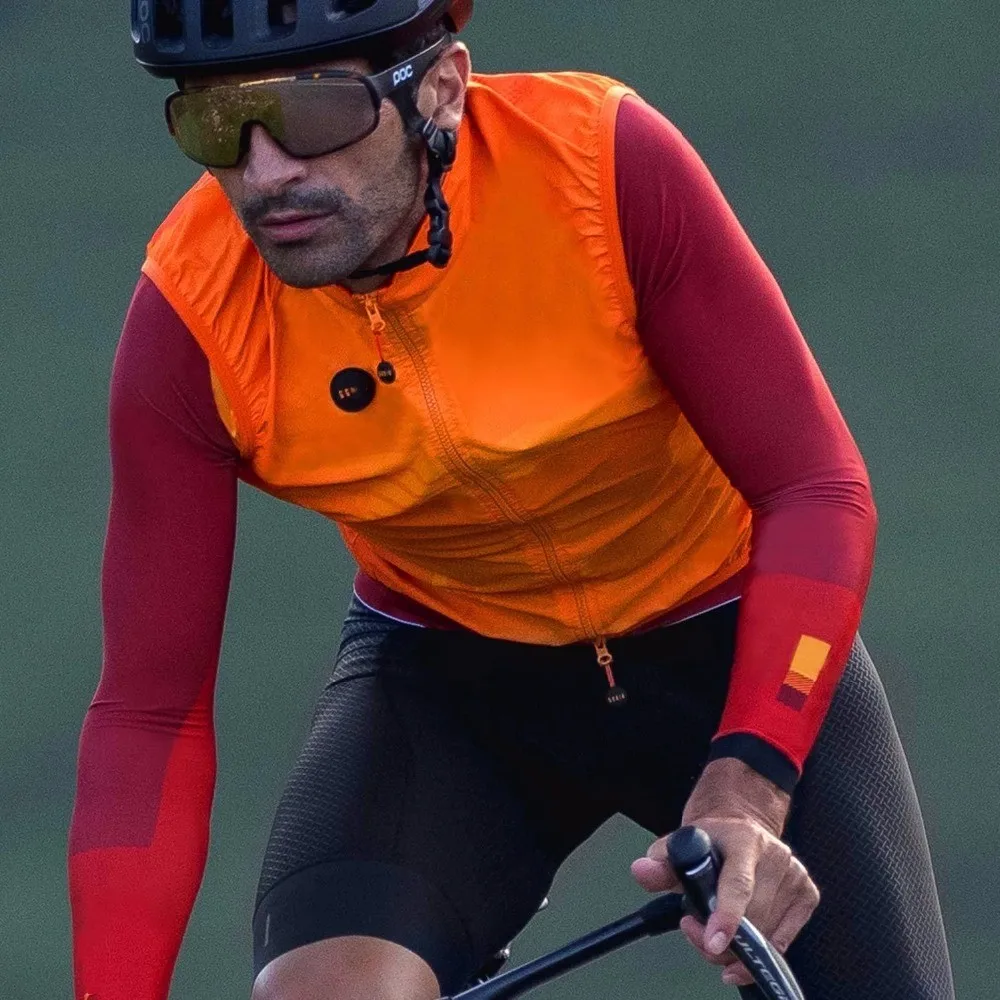 

2021 оранжевый осенний высококачественный профессиональный легкий ветрозащитный велосипедный жилет для мужчин и женщин, велосипедный ветро...