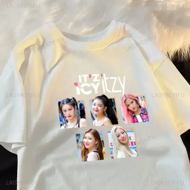 Футболка ITZY Itzy Cheshire Album хлопковая футболка Kpop Fashion Street Y2K популярная для женщин и