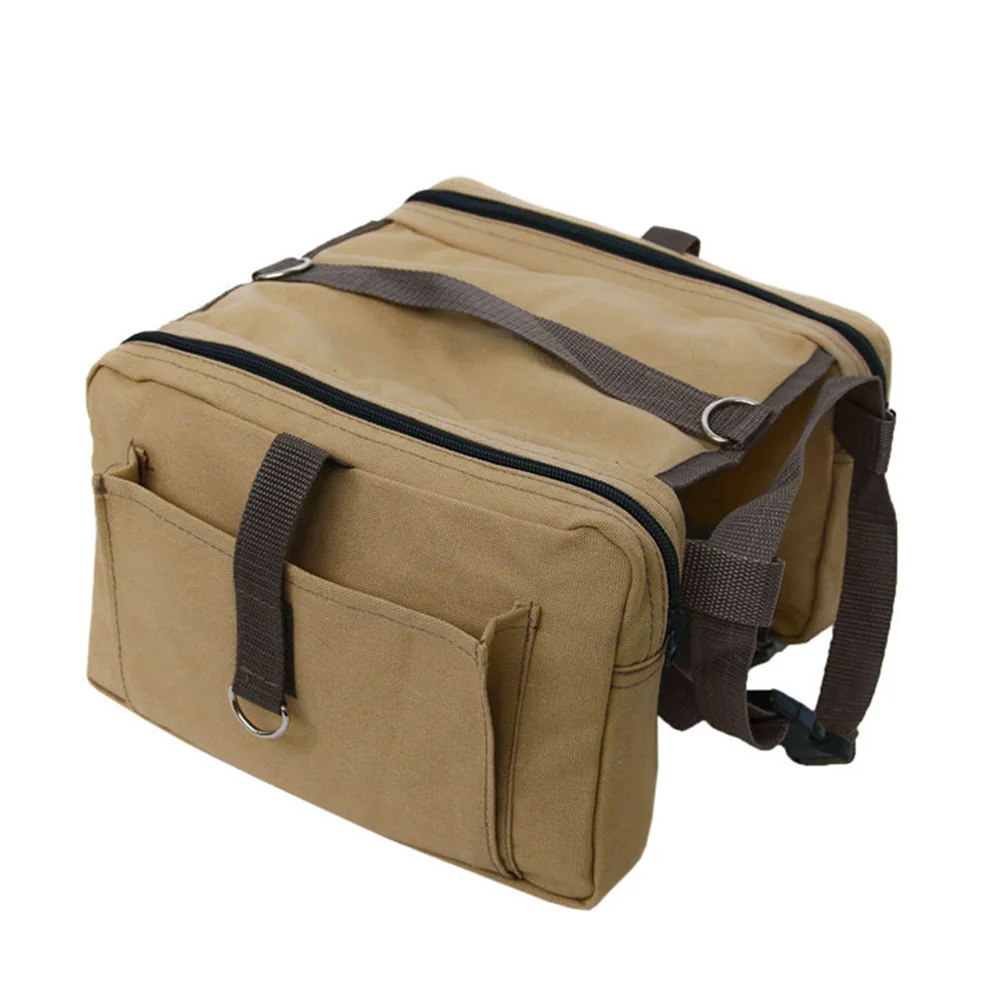 

1 Pc Backpack Canvas Adjustable Collar Buckle Practical Saddlebag Pockets Storage Pack Backpack for Outdoor