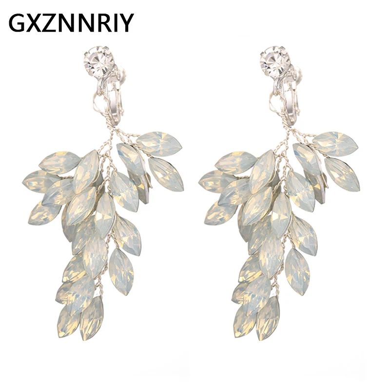 

Handmade Crystal Clip On Earrings for Women Accessories Girls Luxury Fashion Bridal Drop Earring Party Jewelry Trendy Prom Gift
