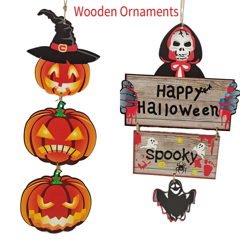 

Украшение на Хэллоуин, деревянные украшения, подвеска в виде тыквы, украшение на Хэллоуин для дома, подвесные детские украшения «сделай сам...