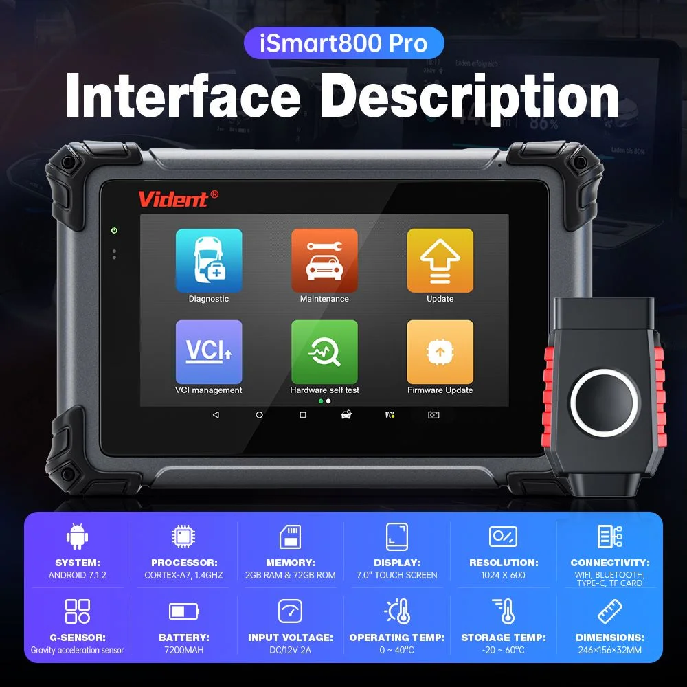 VIDENT iSmart800 Pro Инструмент диагностики всей системы 40+ Функции обслуживания Активный