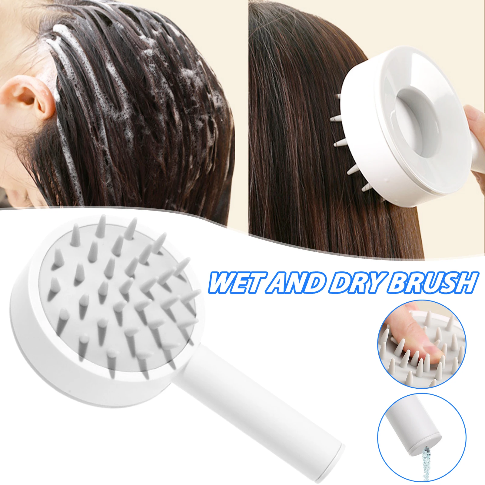 

Shampoo Hair Brush for Exfoliating & Head Massage Soft Silicone Dandruff Remover Long Handle Hair Root Care Comb