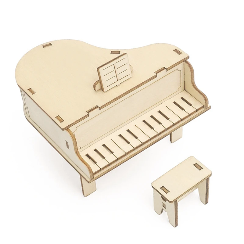 

Деревянное пианино, Музыкальная шкатулка с рукояткой, украшение для офиса, 3D деревянная головоломка, научный эксперимент, набор для произво...