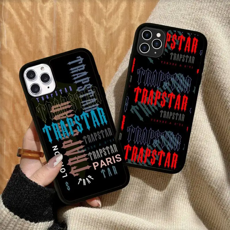

T-Trapstar Logo Phone Case Silicone PC+TPU Case for iPhone 11 12 13 Pro Max 8 7 6 Plus X SE XR Hard Fundas